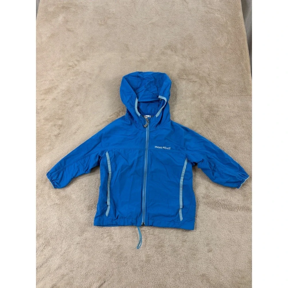 Mont-bell Windbreaker Jacket Baby‎ 90 Size 9 Blue Hooded Nylon Shell